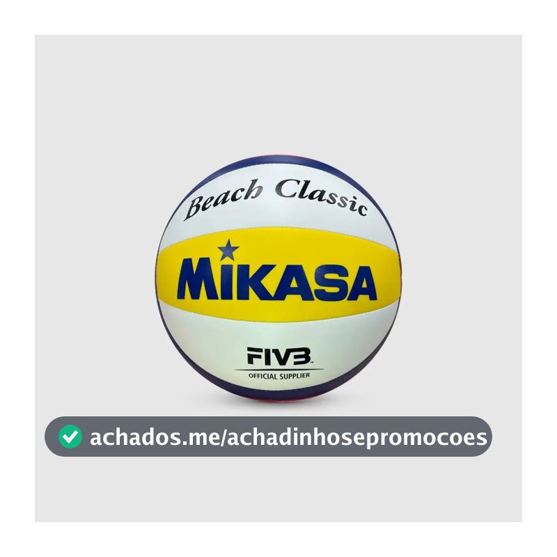 Bola de Volei de Praia BV552C-WYBR Couro Sintetico Costurado Branco Amarelo E Azul MIKASA