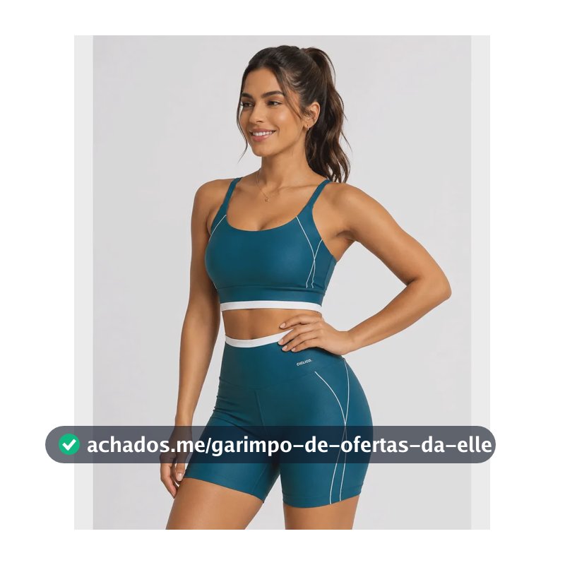 Conjunto Feminino Academia Shorts E Top Alcinha Fitness Azul-aço Liso M