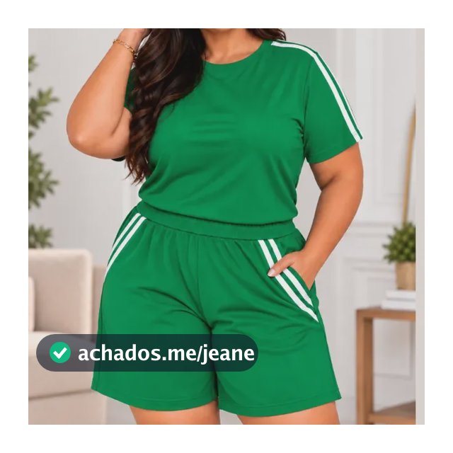 Conjunto Feminino Plus Size Short E Blusa Moda Esporte Luxo