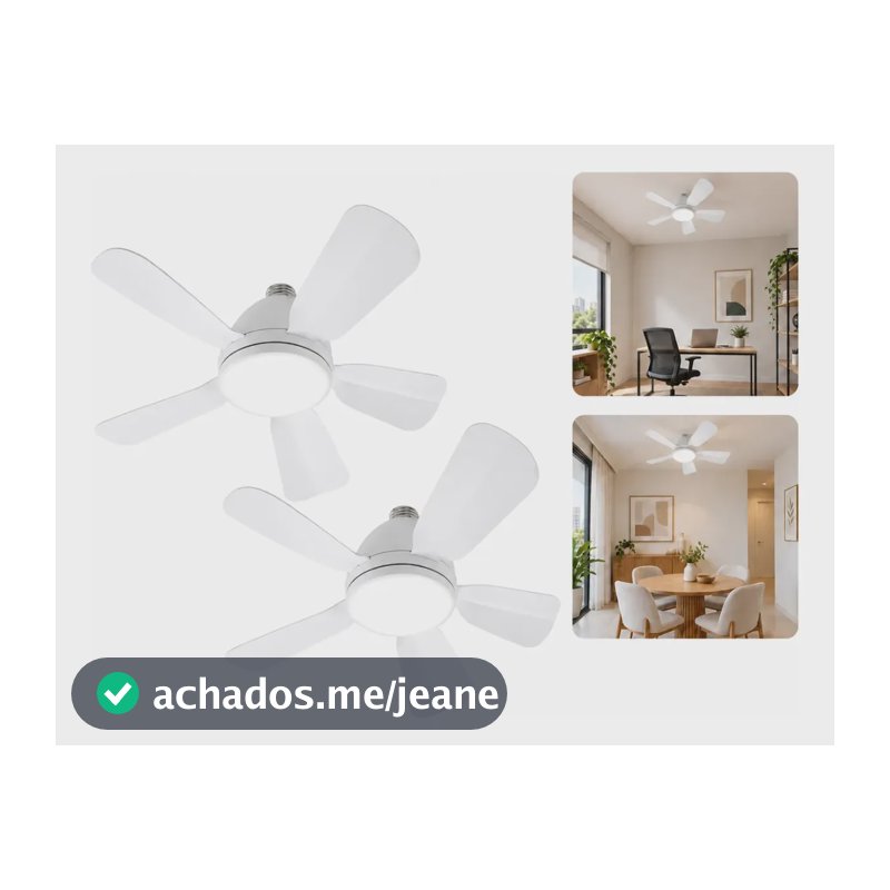 Kit 2 Ventiladores  De Teto Retrátil Lâmpada 3 Cores 60w