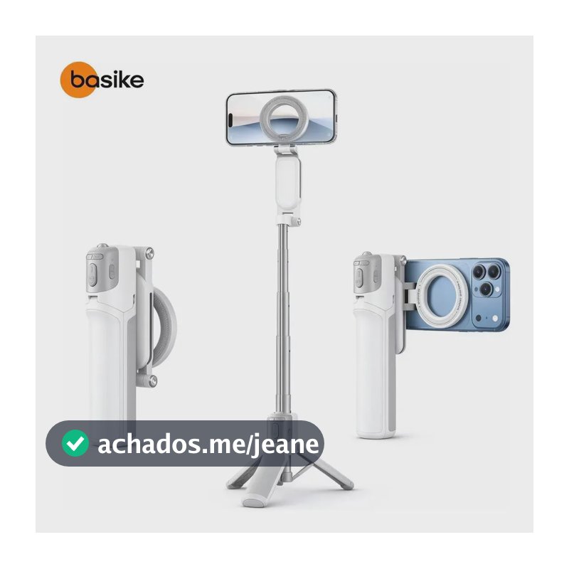 Tripé Magnético e Bastão Selfie Basike com Controle Bluetooth para Smartphone