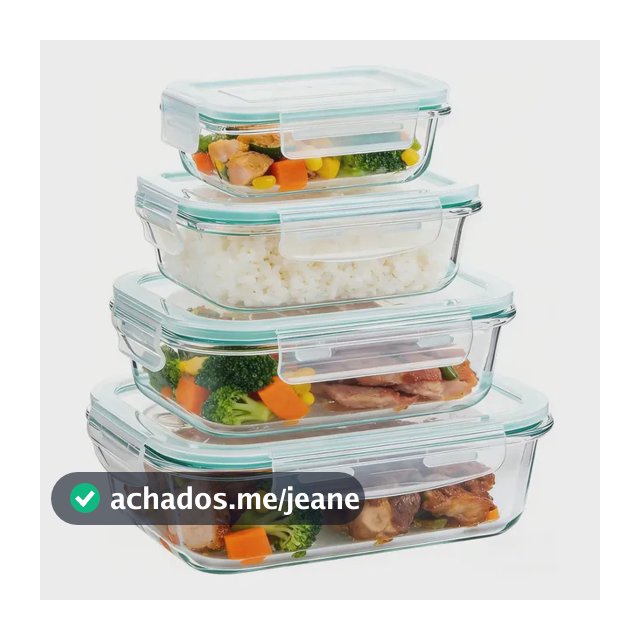 Kit 4 Potes Herméticos De Vidro Dapon Transparentes Para Marmita Geladeira E Micro-ondas Transparente
