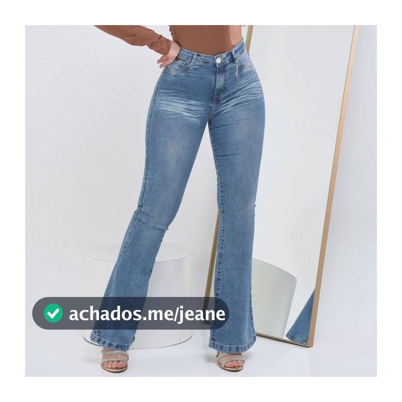 Calça Jeans Flare Feminina Cintura Alta Elastano Blogueira