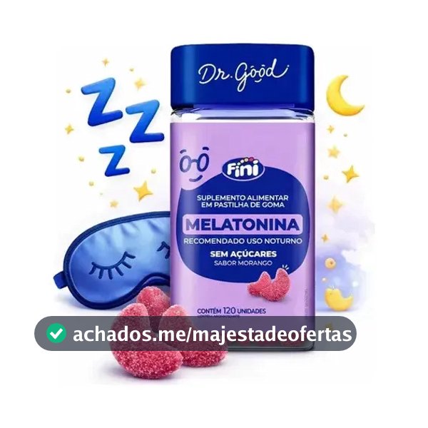 Melatonina Fini: Gomas Para Com Sabor Morango, Veganas e Sem Glúten - 120 Unidades