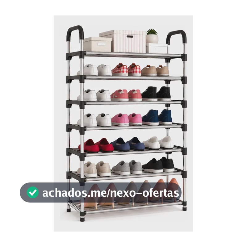 Sapateira Vertical Inox Reforçada 7 Andares Prateado