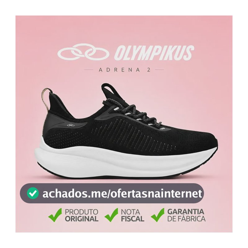 Tênis Olympikus Adrena 2 Feminino Esportivo Confortável Leve Preto 34 Br