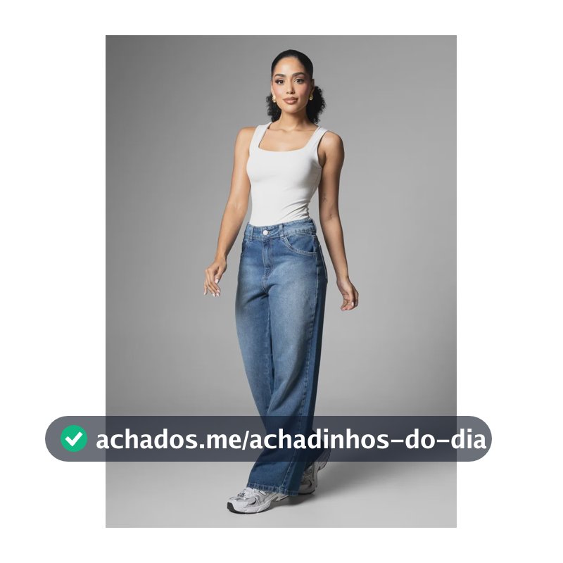Jeans Sawary Feminina Calca Wide Leg Petit_283407 Índigo Liso 40