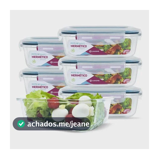 Conjunto 6 Pote Vidro Hermético Marmita Tampa Plástico 640ml Cor Azul (cl)