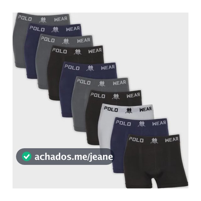 Kit 10 Cuecas Masculinas Boxer Microfibra Polo Wear Sortido