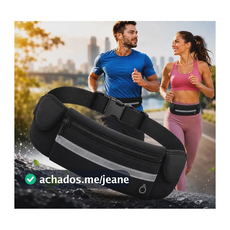 Pochete Corrida Porta Celular Fitness Impermeável Academia Preta Liso