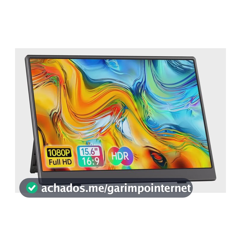 Monitor Portátil 15.6'' Tela Externa Hdr Ips 1080p Ultrafino Preto 127/220v