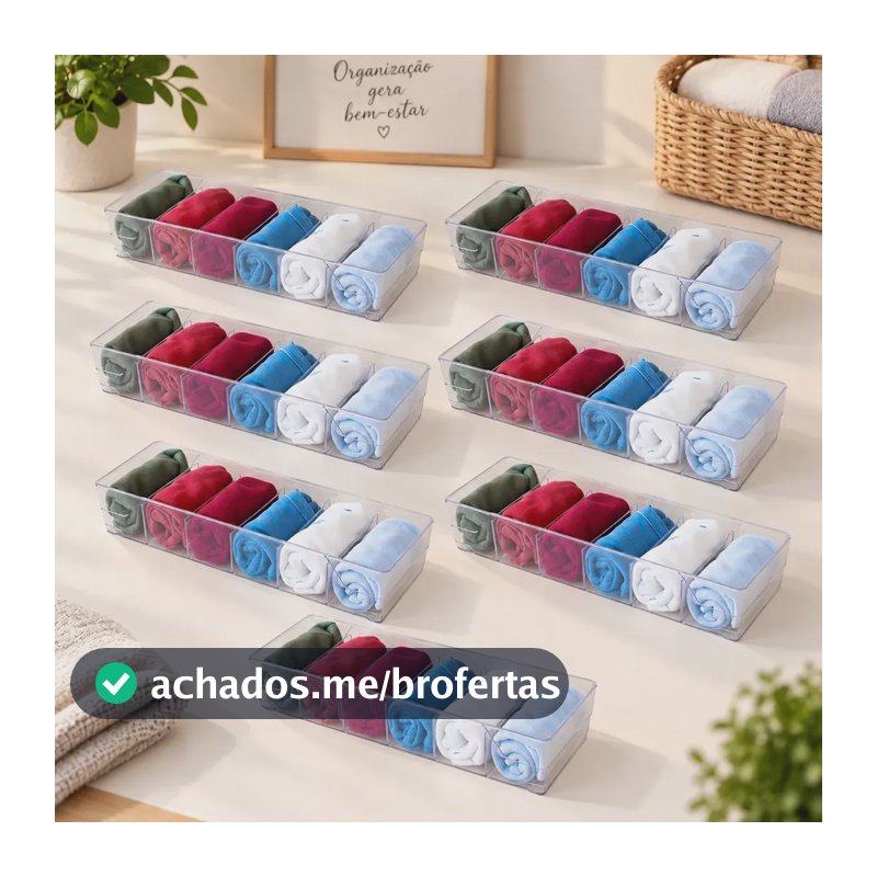 7 Organizadores de Gaveta Colmeia Acrílico 6 Divisores Colmeia Organizadora Amobox