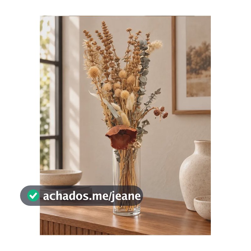 Buquê de Flores Naturais Desidratadas com Craspédia e Eucalipto para Decoração