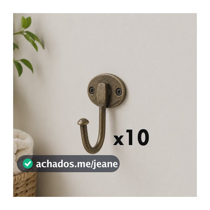 Kit 10 Ganchos Rústico Oval Ouro Velho Dourado-escuro