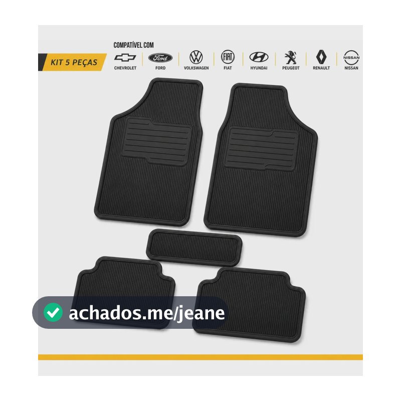 Tapete Carro Chevrolet Classic Borracha Automotiva + Brinde 4 Peças Preto