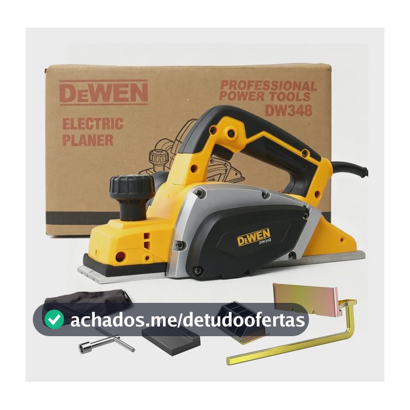 Plaina Elétrica 680w 16000rpm Com Motor Sem Escovas Dewen Amarelo 220v