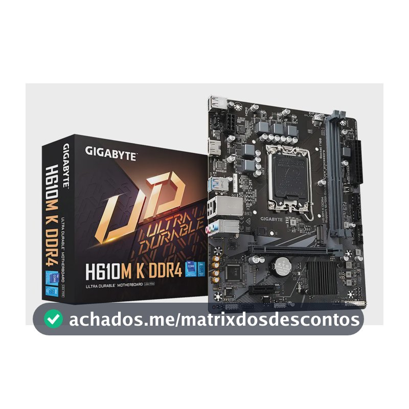 Placa mãe Gigabyte H610m K Ddr4 Lga1700 Ddr4 Micro Atx Cor Preto