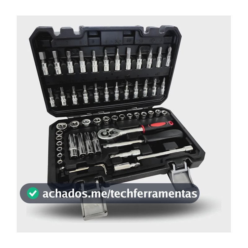 Jogo De Soquete Kit 57 Peças 1/4 Catraca Ferramentas Maleta Sortimento