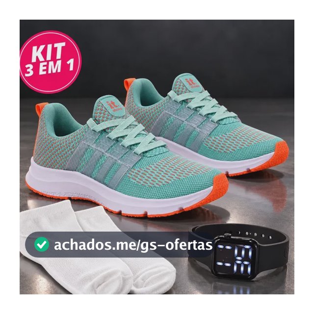 Kit Tenis Feminino Academia + Relógio Digital Led + Meia