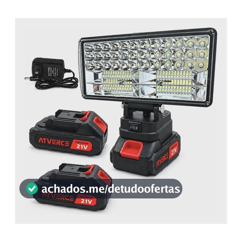 Lanterna Led Recarregável 8 Polegadas Luz De Trabalho E Camp Branco Preto