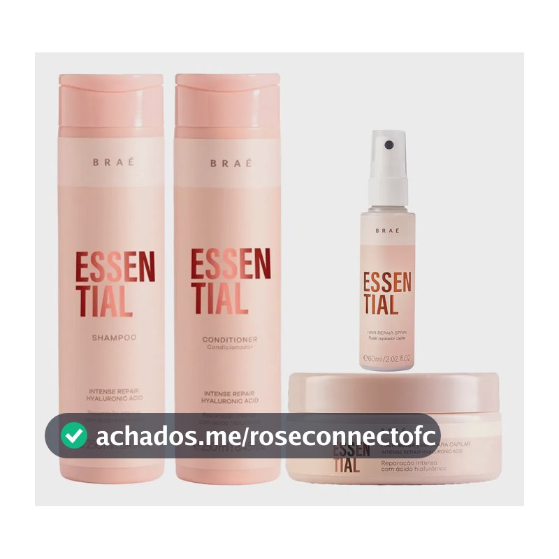 Kit Braé Essential Shampoo + Condicionador + Máscara + Fluido