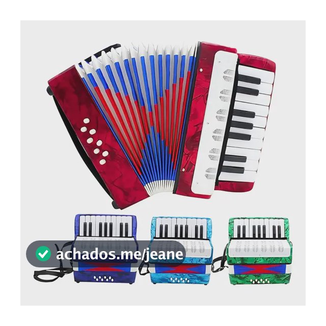 Gaita Sanfona Acordeon Iniciante 8 Baixos Brinquedo Crianças Sanfona Infantil Brinquedo Musical Sophia Mundo Encantado