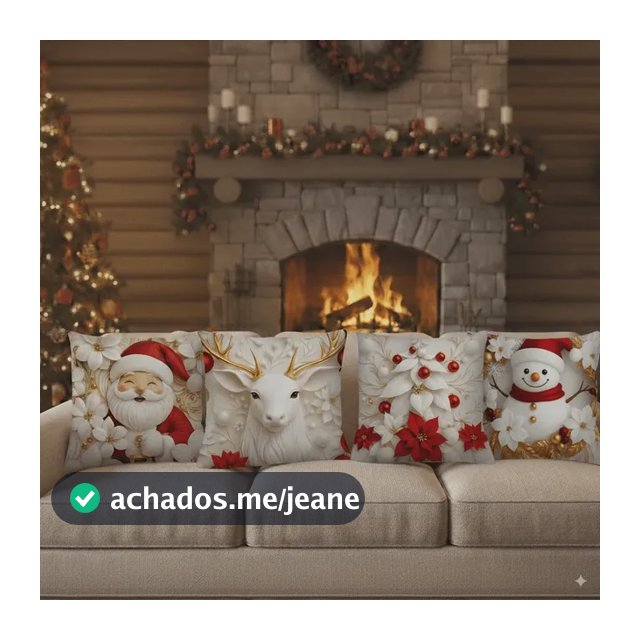 Kit 4 Capas De Almofada Natal 40x40cm Sublimada Com Zíper