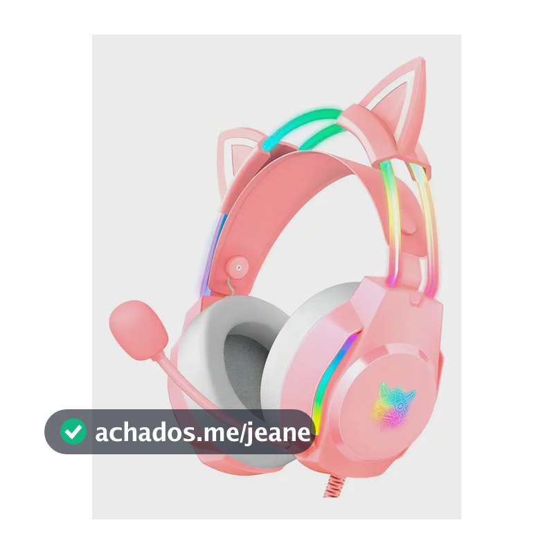 Headset Gamer Profissional Onikuma X26 Com Orelhas Rosa Luz Rgb