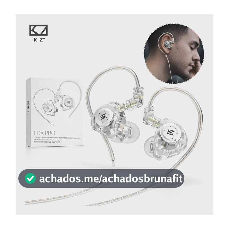 Fone De Ouvido In-ear Kz Edx Pro Retorno de Palco DJ Músico S/Microfone Cor Cristal