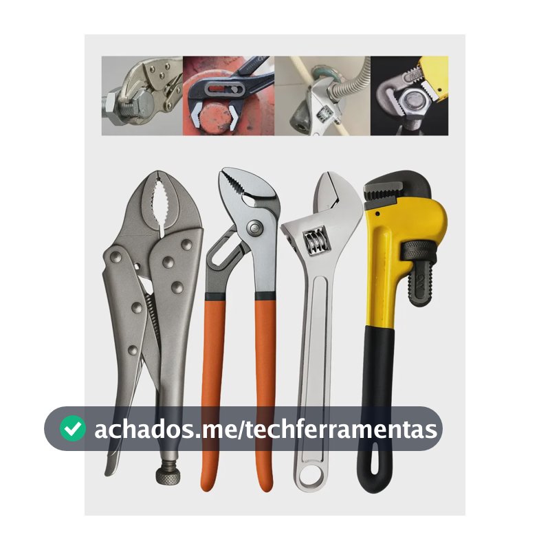 Kit Ferramenta Chave Inglesa Alicate Pressão Bomba Grifo Prateado