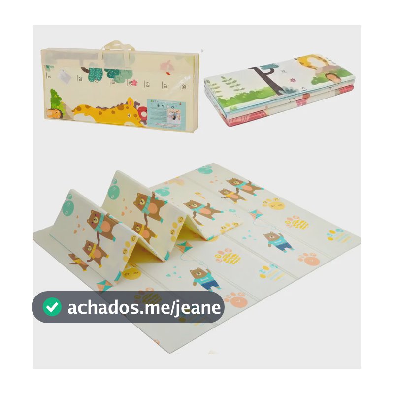 Tapete Tatame Infantil Grande Alibaby Dupla Face Dobrável 180x120cm