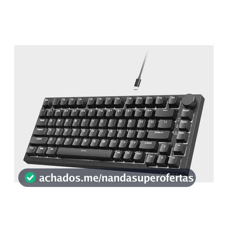 Teclado Mecânico Ajazz Ak820 75% Hot Swappable Retroiluminado Preto