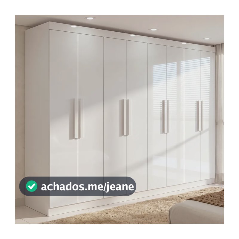 Guarda-roupa Casal Easy Slim 8 Portas Branco Branco