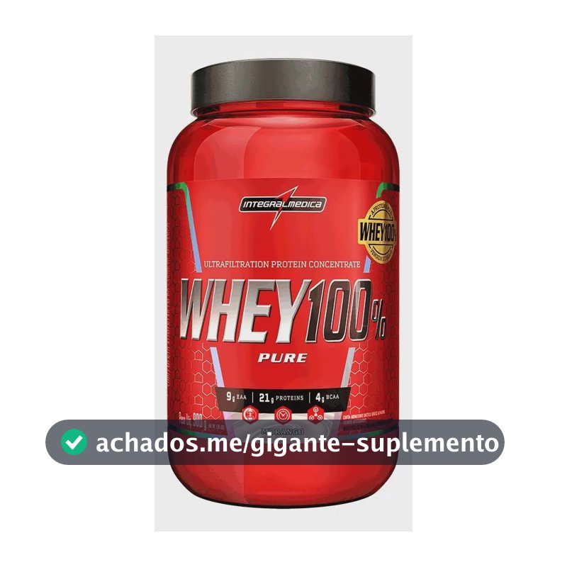 Whey 100% Pure Pote 900g Morango Integralmédica Morango