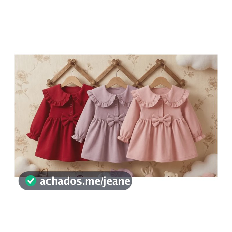 Kit Com 3 Vestidinhos Bebê De Algodão Verm, Rosa E Lilás 0 A 3 Meses