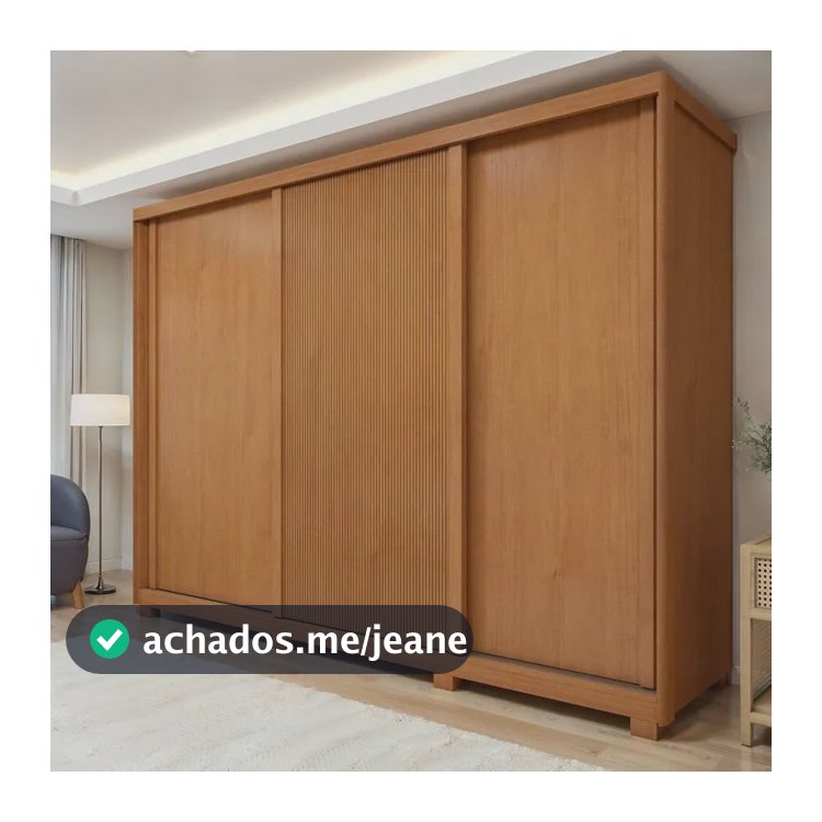 Guarda Roupa  Ollie 3 Portas 6 Gavetas 6 Prateleiras 100% Amêndoa Clean/off White/amêndoa Clean