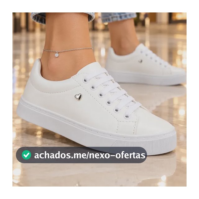 Tenis Branco Feminino Casual Academia Bordado Confortável