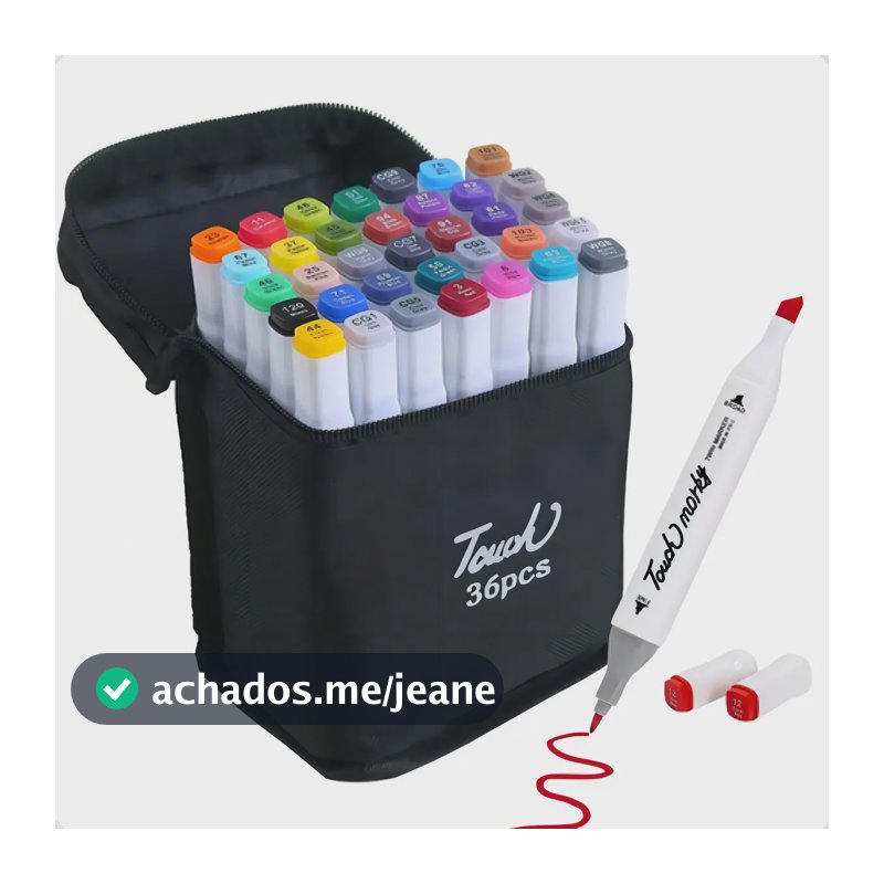 Marcador Conjunto Canetas Kit 36 Cores Touch Permanente Ponta Dupla Estojo Colorir Escolar Canetinha