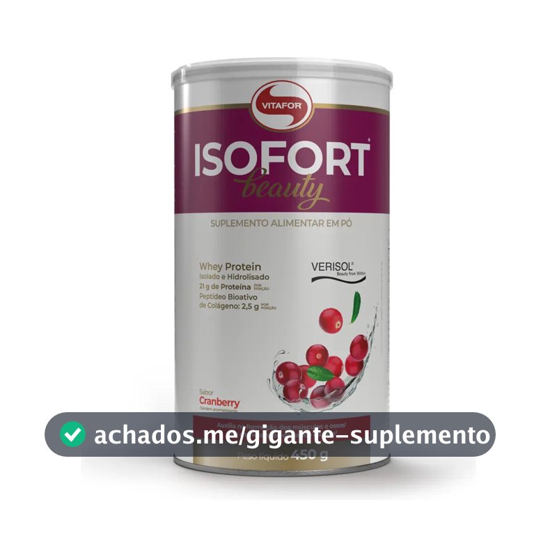 Whey Protein Vitafor Isofort Beauty Isolado e Hidrolisado Cranberry 450 g