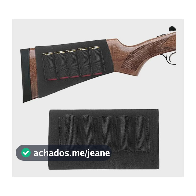 Cartucheira Porta Munição Coronha Para 5 Cartuchos Cal 12 Preta