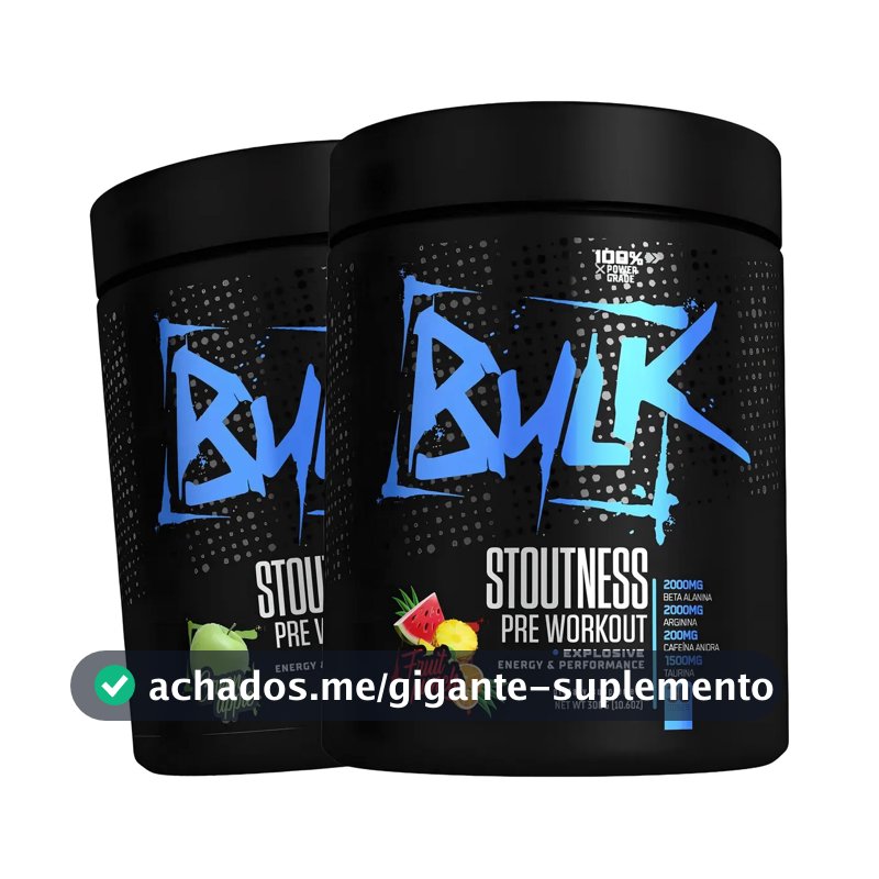 Kit 2x Pré Treino Bulk Nutrition Stoutness 300g Maçã E Frutas