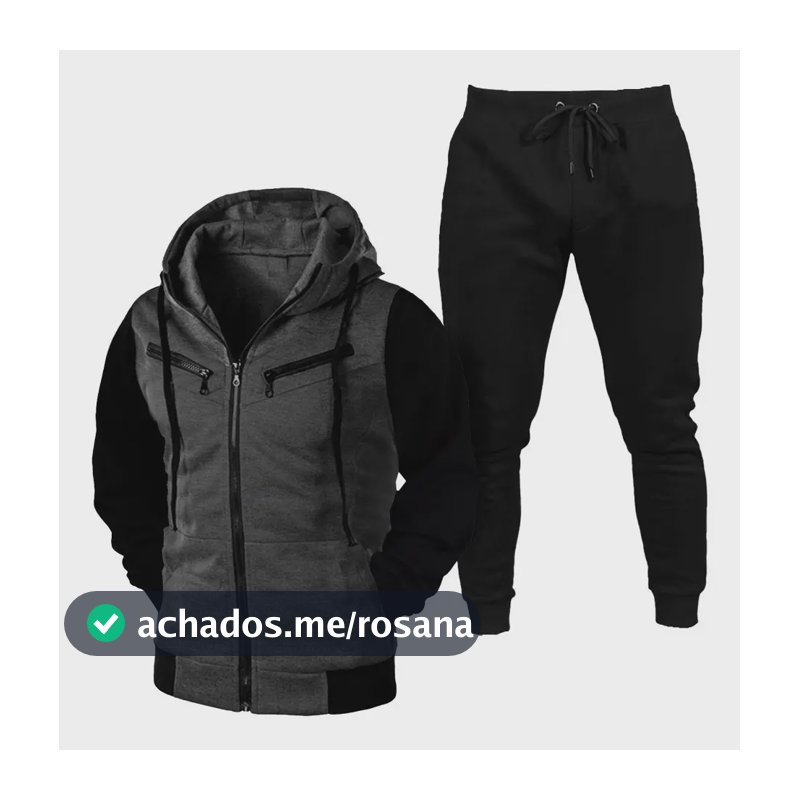 Kit Blusa De Frio Conjunto Moletom Jaqueta + Calça Agasalho Gg Chumbo-preto
