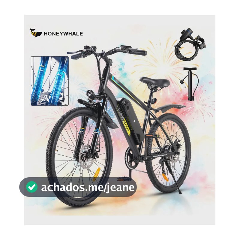 Honeywhale S8 Bicicleta Elétrica Para Adultos, 450w Motor, 50km Autonomia, 35km/h Velocidade Máxima, 26 Aro, Ebike Bateria Removível De 15ah, Bicicleta De Montanha De 7 Velocidades, Bike