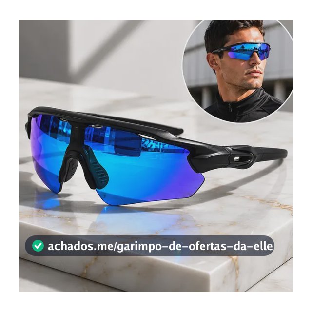Óculos Esportivo Unissex Bike Corrida Ciclismo Pedal Uv400 Azul Preto