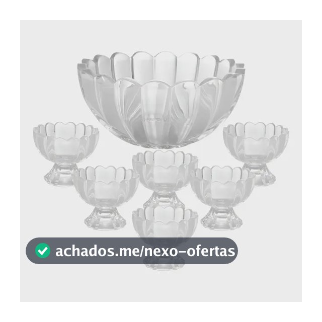 7 Peças Bowl Com 6 Taças Wolff De Vidro Para Sobremesa