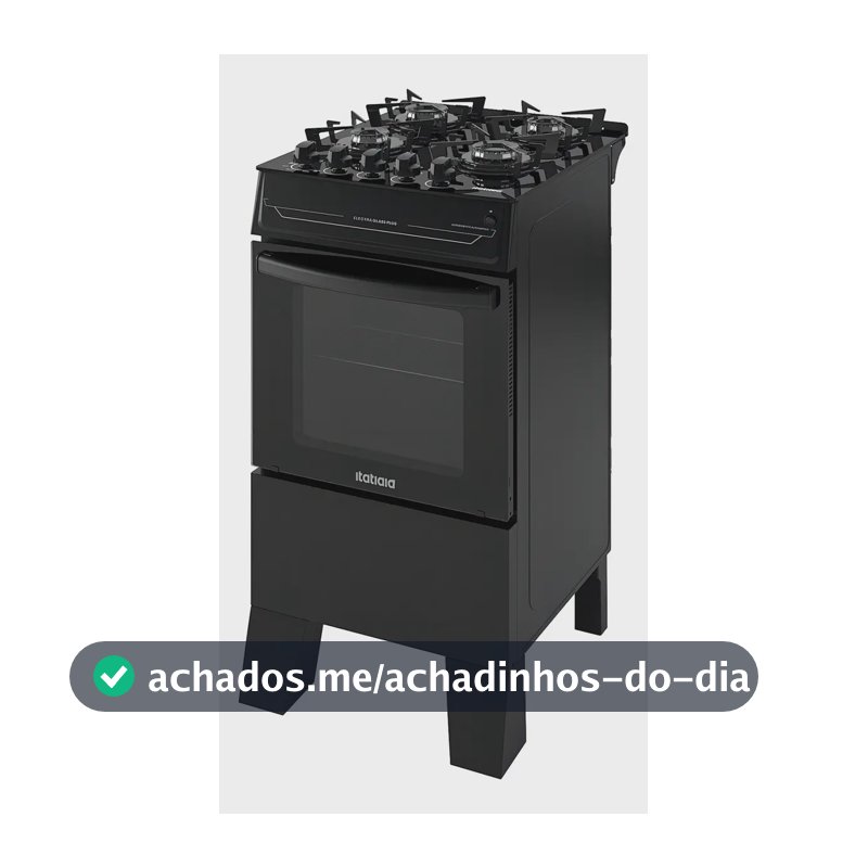 Fogão 4 Bocas Itatiaia Vidro Temperado Electra Glass Plus Preto
