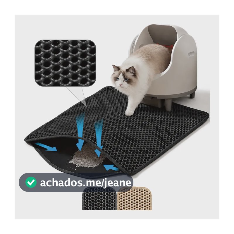 Tapete Coletor Areia Grande 7555cm Para Gatos Limpa Patas Preto