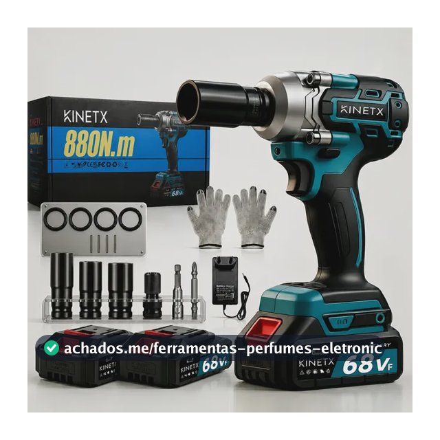 Chave De Impacto Kinetx 68vf Brushless 880nm 2 Baterias Kit Azul 127/220v 50hz/60hz