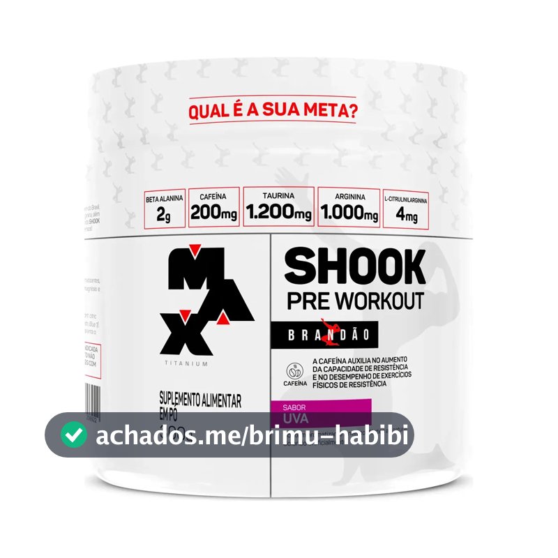 Pré-workout Shook Linha Rafael Brandão Pote 300g Pré-treino Sabor Uva