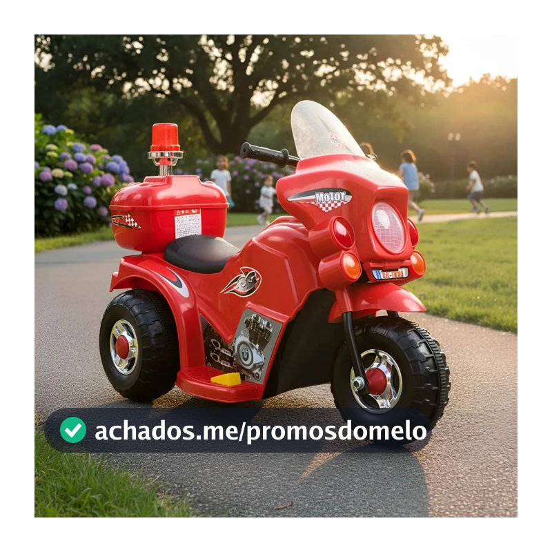 Moto Elétrica Brinq Kids Giroflex Infantil 6V Vermelha Com Baú e Pedal